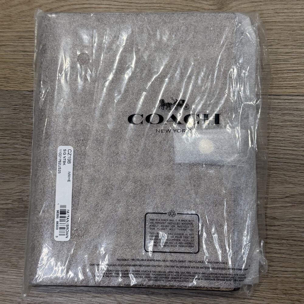 Coach NWT Notebook Signature Canvas Tan/Brown Factory Sealed Back To School - Picture 2 of 6